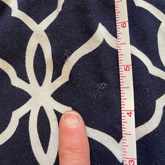 Crown & Ivy Navy, White 3/4 Sleeve Peasant Top, Embroidered, Pom Pom Fringe, XXL - Picture 12 of 12